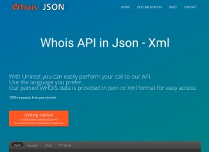 How whoisjson.com looks like on a tablet such as an iPad.