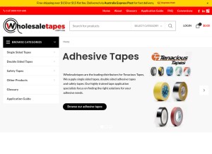 How wholesaletapes.com.au looks like on a tablet such as an iPad.
