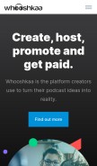 How whooshkaa.com looks like on a mobile device such as an iPhone.