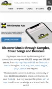 How whosampled.com looks like on a mobile device such as an iPhone.
