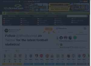 How whoscored.com looks like on a tablet such as an iPad.