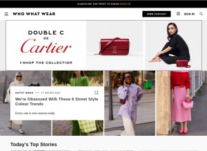 How whowhatwear.co.uk looks like on a tablet such as an iPad.