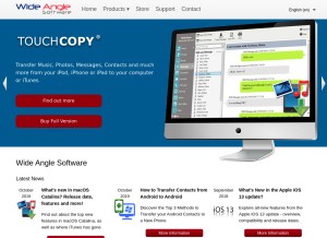 How wideanglesoftware.com looks like on a tablet such as an iPad.