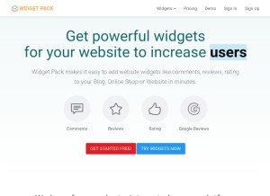 How widgetpack.com looks like on a tablet such as an iPad.