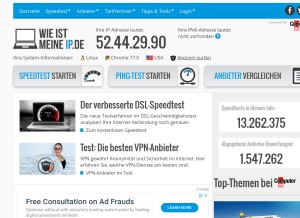 How wieistmeineip.de looks like on a tablet such as an iPad.