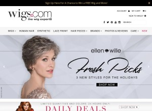 How wigs.com looks like on a tablet such as an iPad.