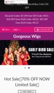 How wigsfox.com looks like on a mobile device such as an iPhone.