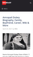 How wikibioof.com looks like on a mobile device such as an iPhone.