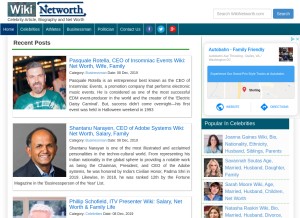 How wikinetworth.com looks like on a tablet such as an iPad.