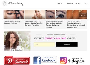 How wildaboutbeauty.com looks like on a tablet such as an iPad.