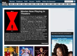 How wildaboutmovies.com looks like on a tablet such as an iPad.