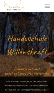 How willenskraft.co.at looks like on a mobile device such as an iPhone.