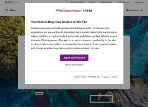 How willistowerswatson.com looks like on a tablet such as an iPad.