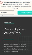 How willowtreeapps.com looks like on a mobile device such as an iPhone.