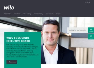 How wilo.com looks like on a tablet such as an iPad.