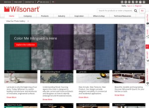 How wilsonart.com looks like on a tablet such as an iPad.