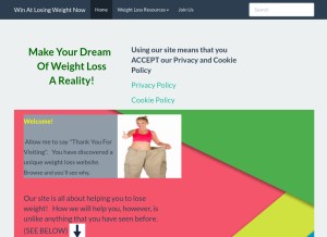 How winatlosingweight.com looks like on a tablet such as an iPad.