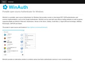How winauth.com looks like on a tablet such as an iPad.