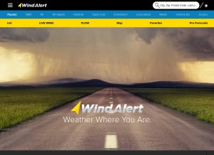 How windalert.com looks like on a tablet such as an iPad.