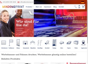 How window2print.de looks like on a tablet such as an iPad.