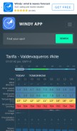 How windyapp.co looks like on a mobile device such as an iPhone.