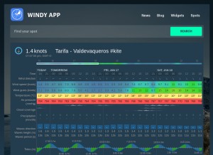 How windyapp.co looks like on a tablet such as an iPad.