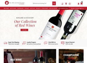 How winechateau.com looks like on a tablet such as an iPad.