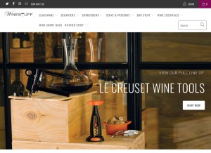 How winestuff.com looks like on a tablet such as an iPad.
