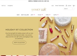 How winkylux.com looks like on a tablet such as an iPad.