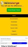 How winmerge.org looks like on a mobile device such as an iPhone.