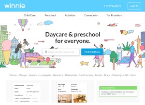 How winnie.com looks like on a tablet such as an iPad.