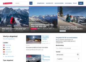 How wintersport.nl looks like on a tablet such as an iPad.