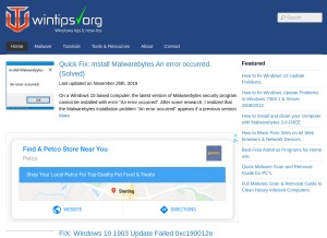 How wintips.org looks like on a tablet such as an iPad.