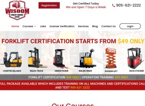 How wisdomforklifttraining.com looks like on a tablet such as an iPad.