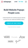 How wisepops.com looks like on a mobile device such as an iPhone.