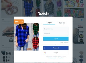 How wish.com looks like on a tablet such as an iPad.