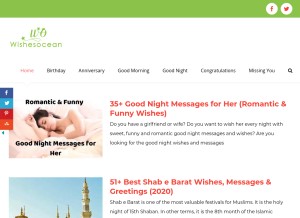 How wishesocean.com looks like on a tablet such as an iPad.