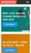 How withcroupier.com looks like on a mobile device such as an iPhone.