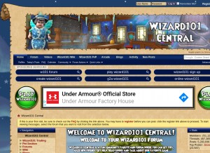 How wizard101central.com looks like on a tablet such as an iPad.