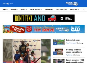 How wkrg.com looks like on a tablet such as an iPad.