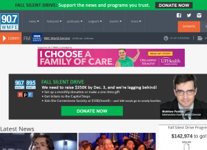 How wmfe.org looks like on a tablet such as an iPad.