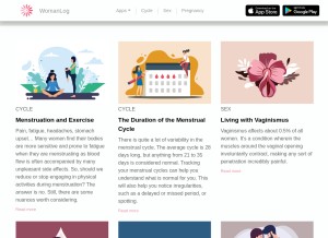 How womanlog.com looks like on a tablet such as an iPad.