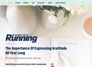 How womensrunning.com looks like on a tablet such as an iPad.