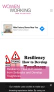 How womenworking.com looks like on a mobile device such as an iPhone.