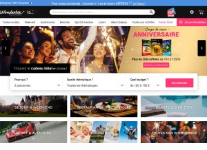How wonderbox.fr looks like on a tablet such as an iPad.