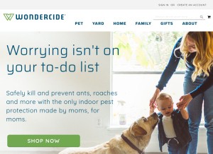 How wondercide.com looks like on a tablet such as an iPad.