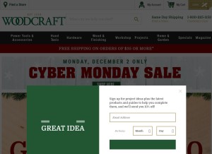 How woodcraft.com looks like on a tablet such as an iPad.