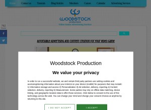 How woodstockproduction.com looks like on a tablet such as an iPad.