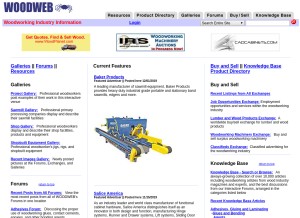 How woodweb.com looks like on a tablet such as an iPad.