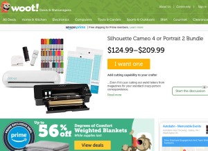 How woot.com looks like on a tablet such as an iPad.